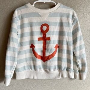 Little Co. size 4T toddler striped 100% cotton crewneck sweatshirt sailor anchor